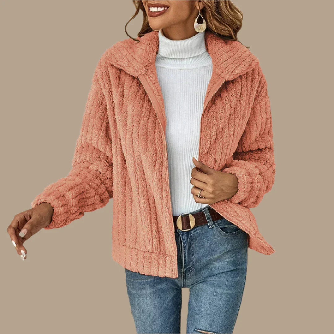 Rhonda - Avslappnad plyschig cardigan